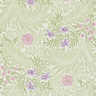 Morris &amp; Co Daisy Larkspur Olive Lilac 212555