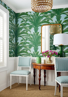 Thibaut Palm Grove Queen Palm Green&amp; Blue  T13908