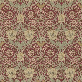 Morris &amp; Co Morris and Friends Wallpapers Honeysuckle &amp; Tulip Red Gold 214700