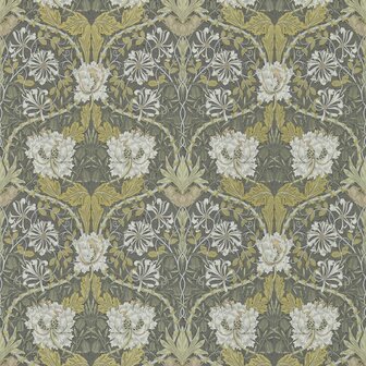 Morris &amp; Co Morris and Friends Wallpapers Honeysuckle &amp; Tulip Charcoal Gold 214701