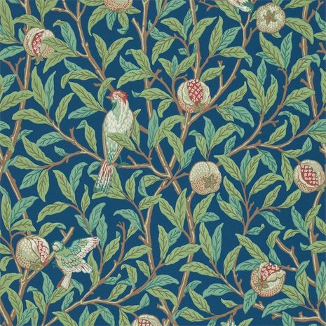 Morris & Co Birds Pomegranate Blue Sage 216815