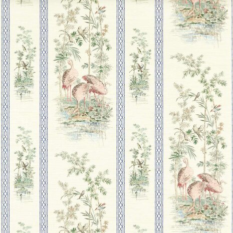 Zoffany Storks Thrushes Tuscan Pink/ Cobalt 313032