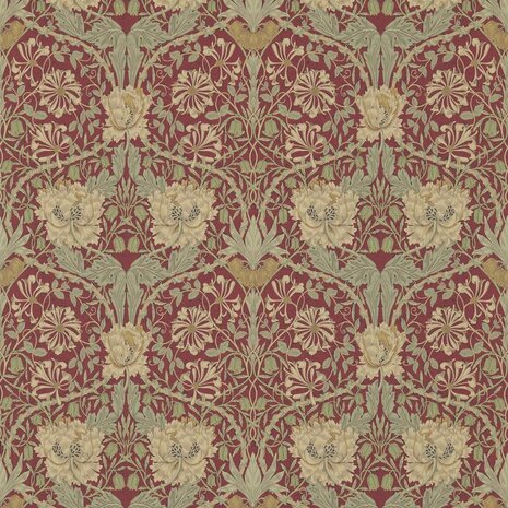 Morris & Co Morris and Friends Wallpapers Honeysuckle & Tulip Red Gold 214700