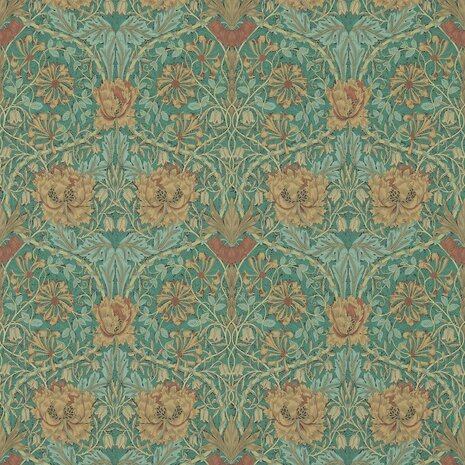 Morris & Co Morris and Friends Wallpapers Honeysuckle & Tulip Emerald Russet 214704